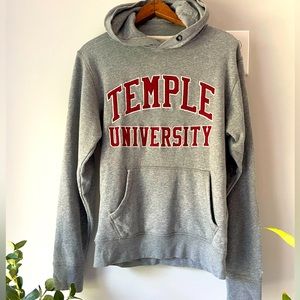Temple University League Hoodie Sweatshirt in Grey (Unisex + Vintage Style Logo)